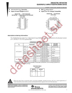 SN74ACT00DBR datasheet  